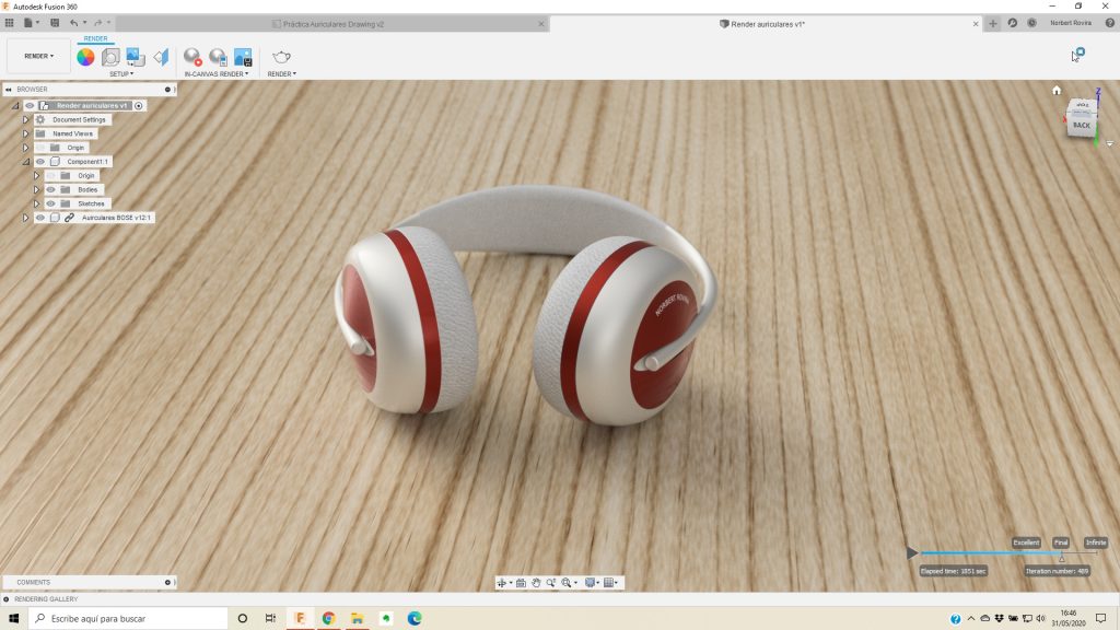 Práctica auriculares Fusion 360