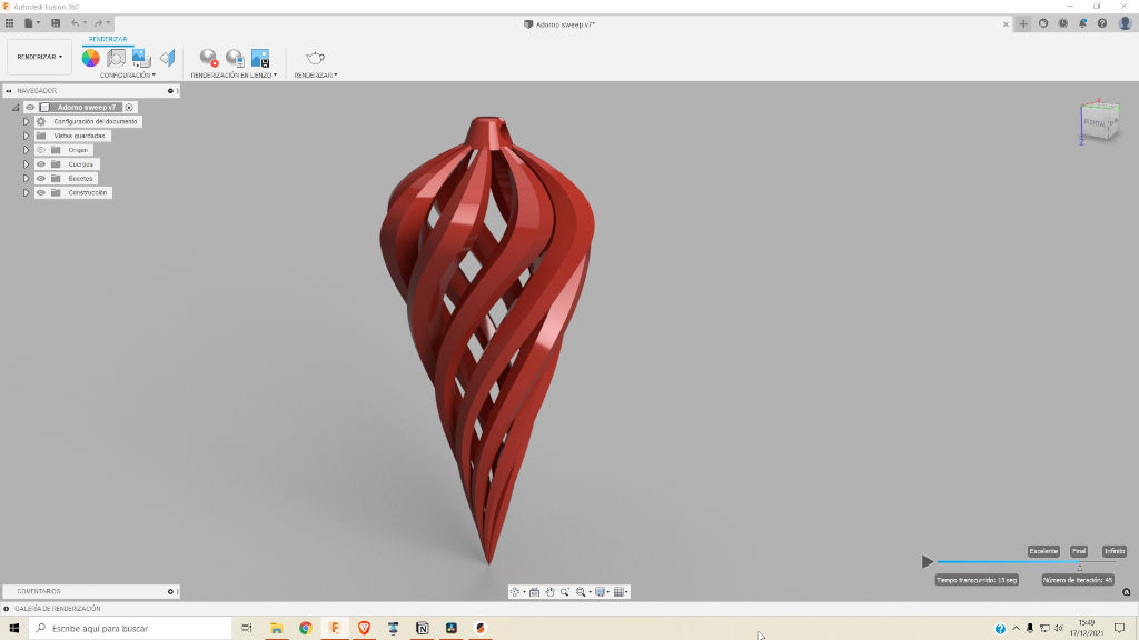 Adorno Navidad espiral Fusion 360