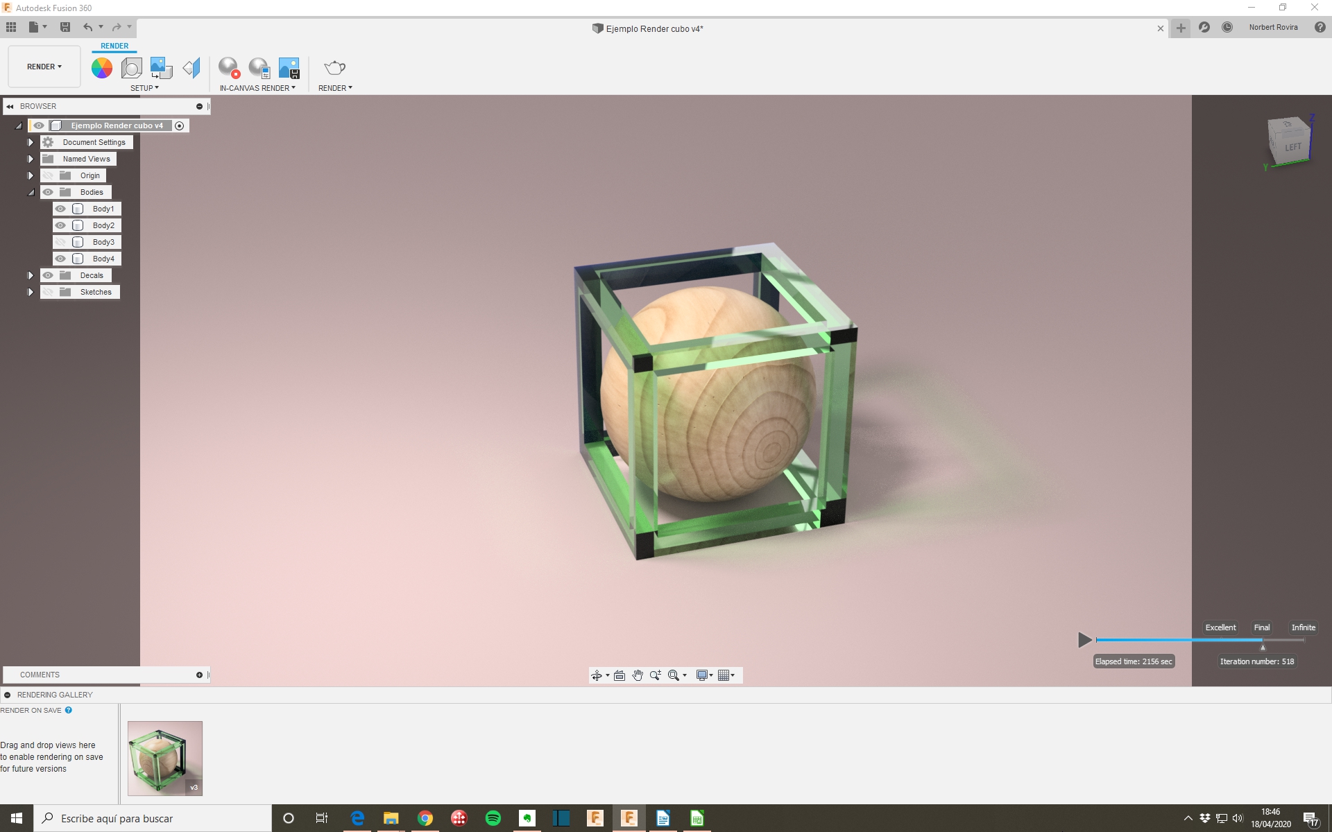 Render cubo Fusion 360