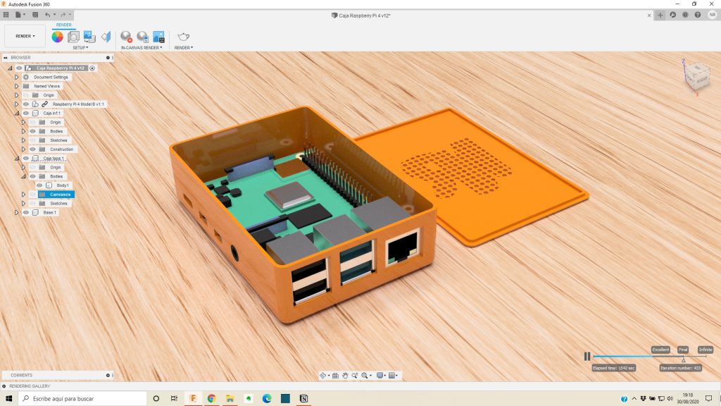 urso Fusion 360 - Caja Raspberry Pi 4 abierta