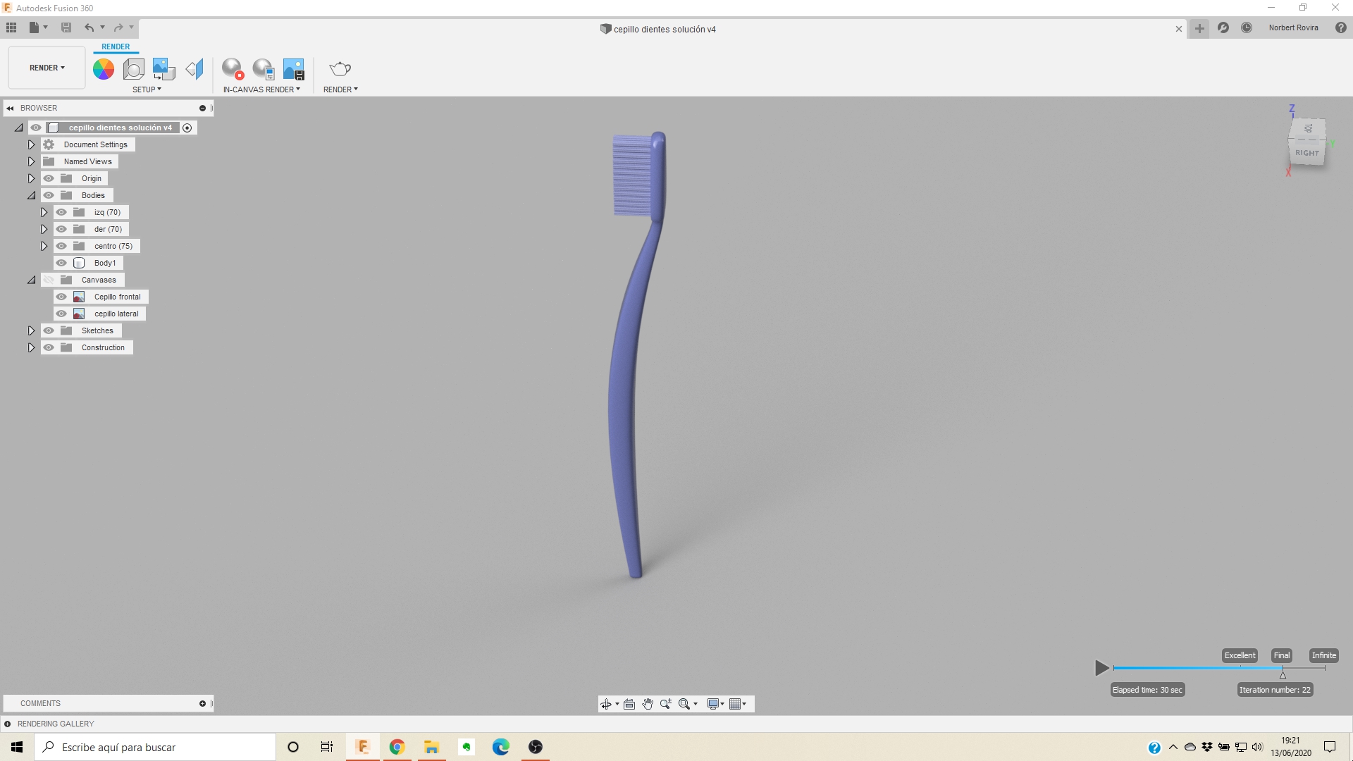 Práctica Cepillo dientes Fusion 360